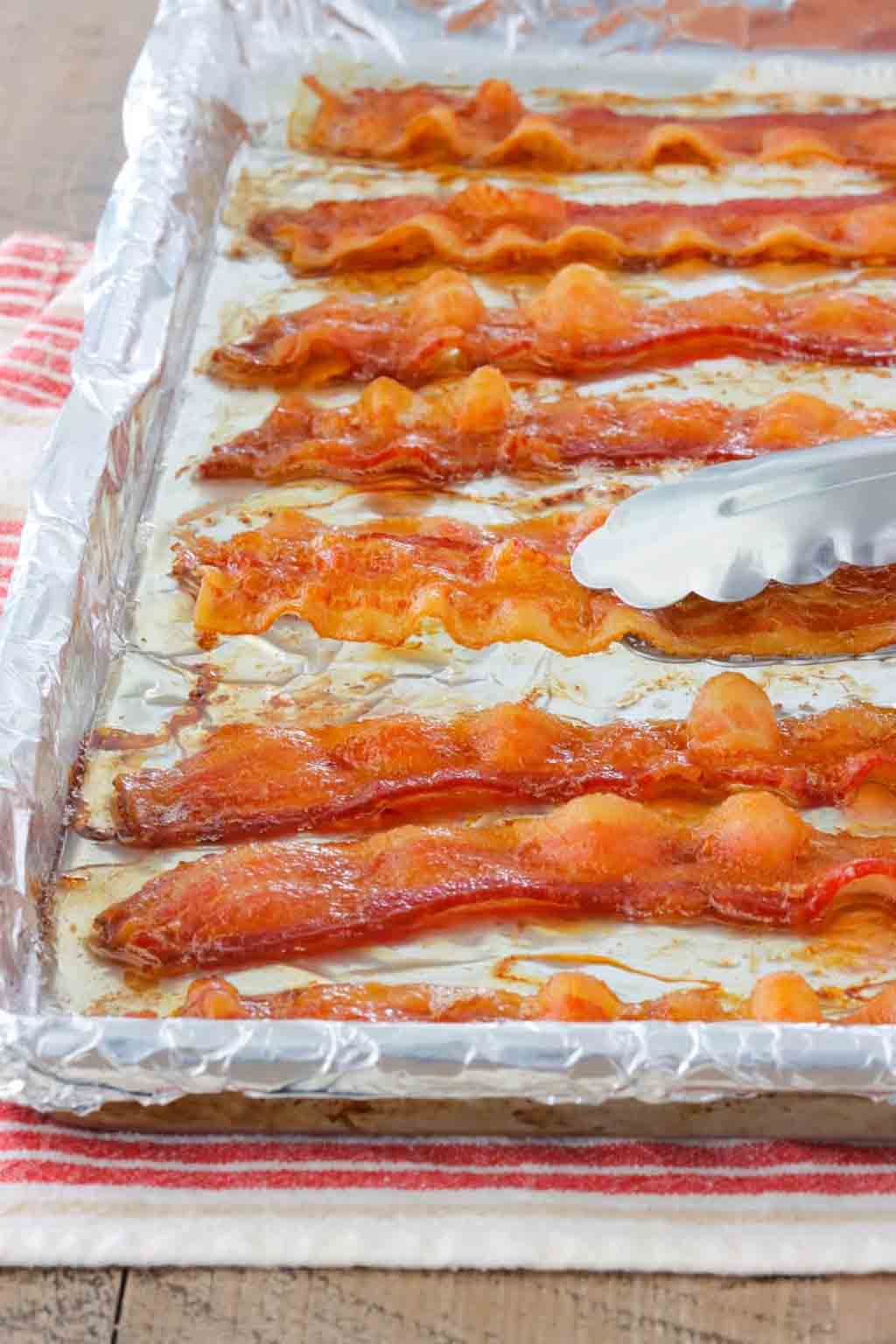 Laying out bacon strips in a single layer