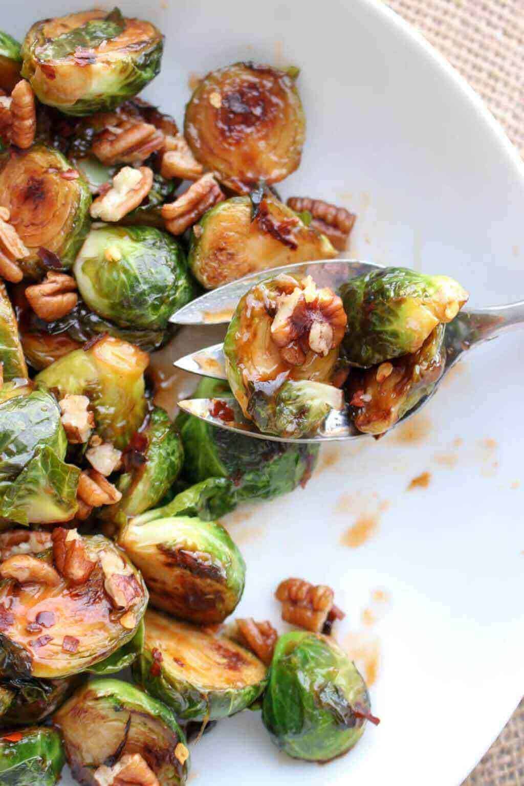 roasted Brussels sprouts with a sweet-sour glaze